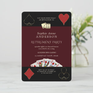 Invitation Fête de retraite Deep Burgundy Casino Vegas Poker 