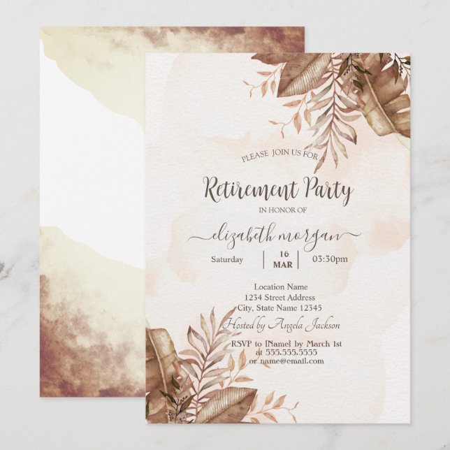 Invitation Fête de retraite des feuilles d'automne (Devant / Derrière)