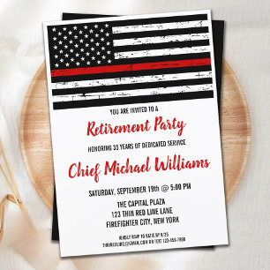 Invitation Fête de retraite des pompiers Drapeau mince de la 