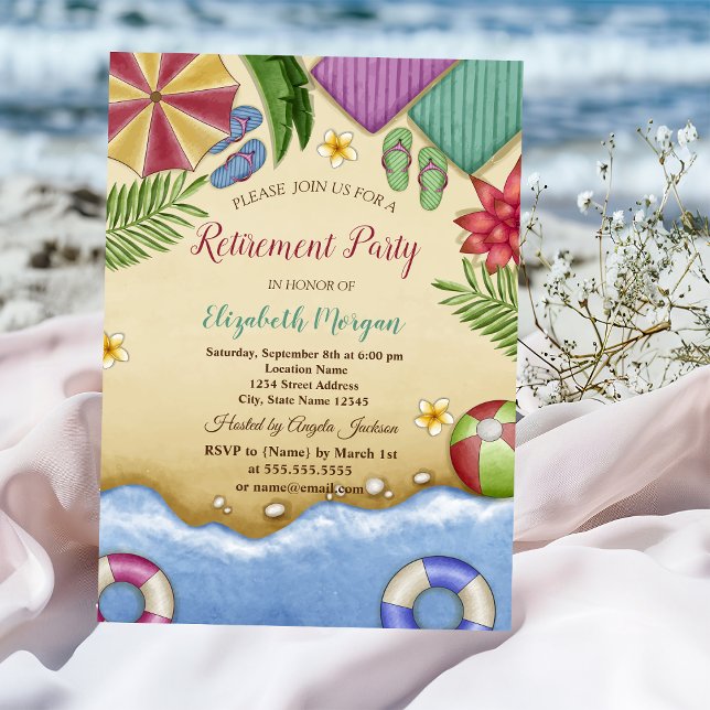 Invitation Fête de retraite d'été plage détente (Créateur téléchargé)