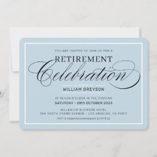 Invitation FÊTE DE RETRAITE DÎNER moderne bleu pâle