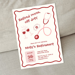 Invitation Fête de retraite d'infirmière au stéthoscope rouge