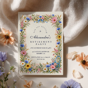 Invitation Fête de retraite d'infirmière aux fleurs sauvages