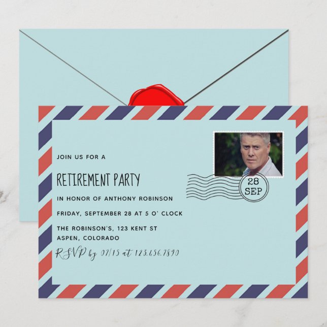 Invitation Fête de retraite du bureau de poste avec invitatio (Devant / Derrière)