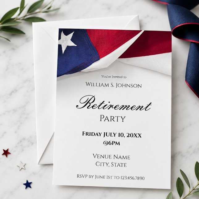 Invitation Fête de retraite du drapeau américain (Créateur téléchargé)