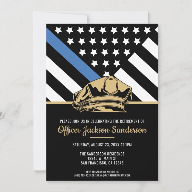 Invitation Fête de retraite d'un agent de police (Devant)
