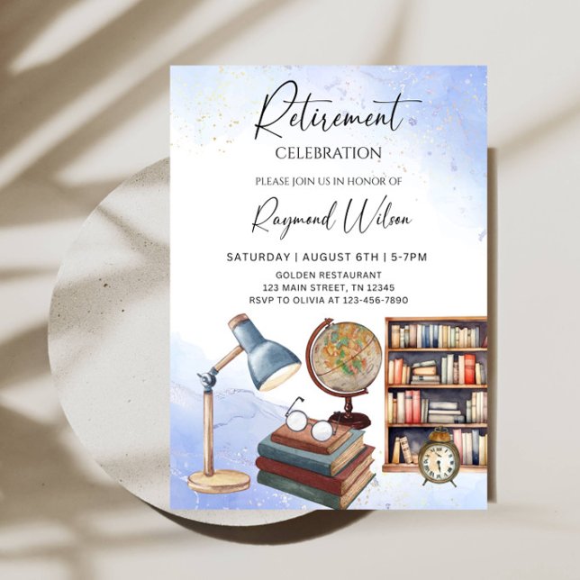 Invitation Fête de retraite d'un enseignant - Thème de l'écol (Créateur téléchargé)