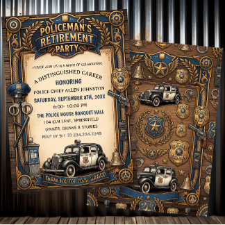 Invitation Fête de retraite d'un policier vintage