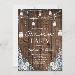 Invitation Fête de retraite Dusty Blue Daisy