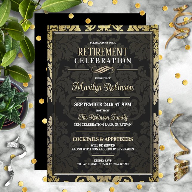 Invitation Fête de retraite élégante (Créateur téléchargé)