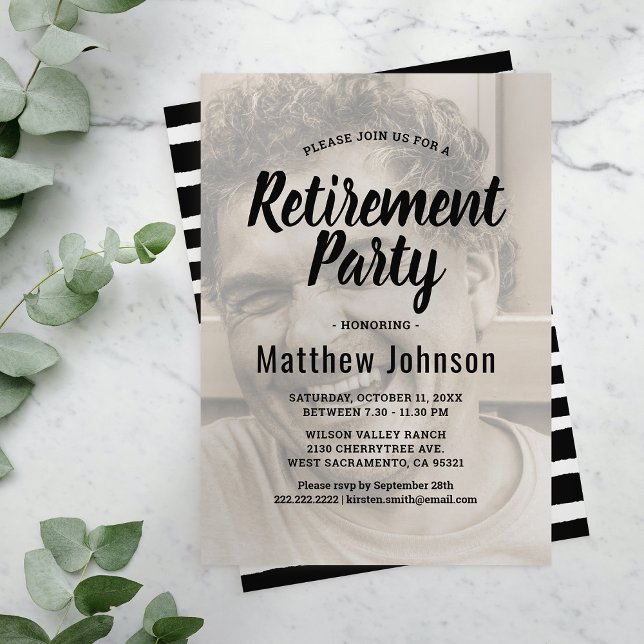Invitation Fête de retraite élégante avec photo (Créateur téléchargé)