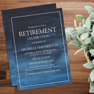 Invitation Fête de retraite élégante bleu marine blanc