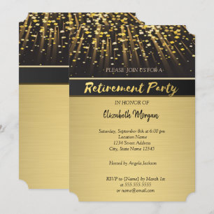 Invitation Fête de retraite élégante confettis or