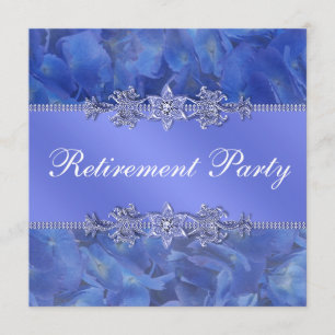 Invitation Fête de retraite élégante d'hortensia bleu pour fe