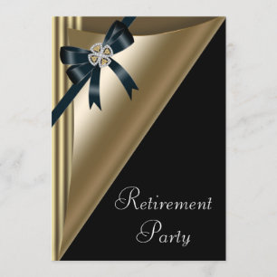 Invitation Fête de retraite élégante noire or diamant pour fe