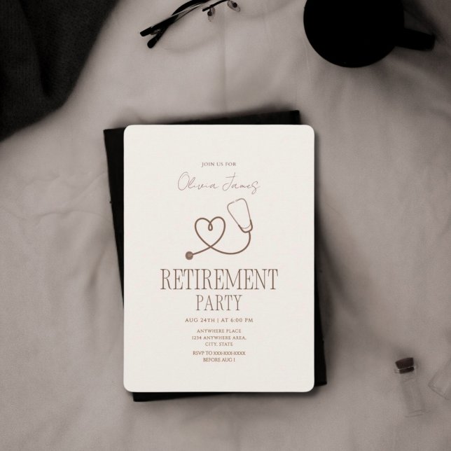 Invitation Fête de retraite élégante pour infirmière médecin (Créateur téléchargé)