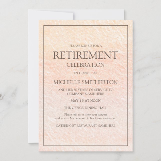 Invitation Fête de retraite élégante rose (Devant)