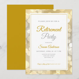 Invitation Fête de retraite élégante script or