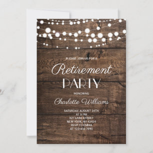 Invitation Fête de retraite en bois rustique