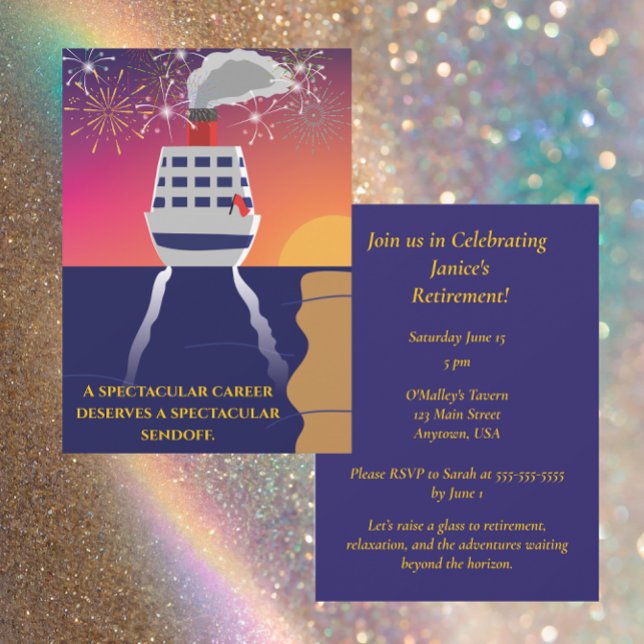 Invitation Fête de retraite en croisière (Créateur téléchargé)