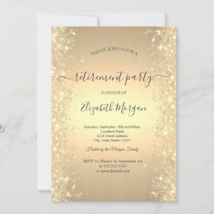 Invitation Fête de retraite en or diamants scintillants or