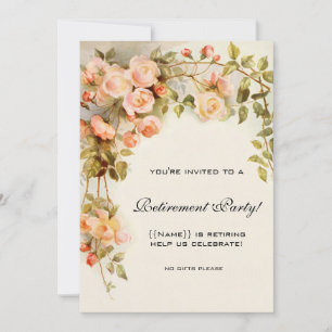 Invitation Fête de retraite Fleurs Antiques Roses Roses Roses