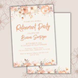 Invitation Fête de retraite Fleurs Florales Beige Ivoire Abri