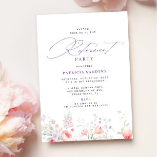 Invitation Fête de retraite florale à l'écriture élégante cla