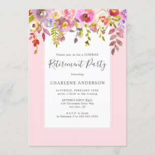 Invitation Fête de retraite florale rose chic