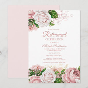 Invitation Fête de retraite florale vintage rose saumon