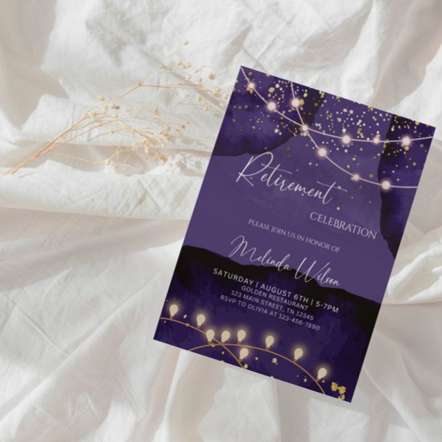 Invitation Fête de retraite Galaxy de luxe - Nuit étoilée (Créateur téléchargé)