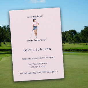 Invitation Fête de retraite golfeuse aquarelle