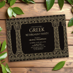 Invitation Fête de retraite grecque avec graphiques de couleu