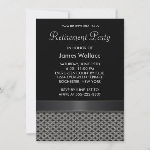 Invitation Fête de retraite gris noir
