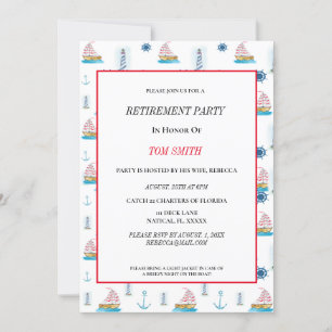 Invitation Fête de retraite joyeuse aquarelle nautique