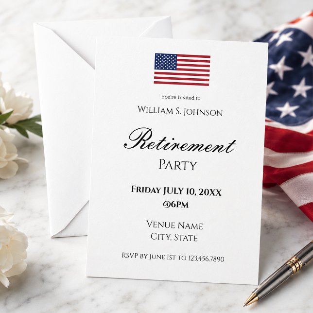 Invitation Fête de retraite militaire avec drapeau patriotiqu (Créateur téléchargé)