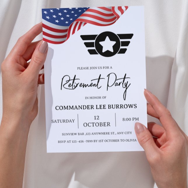 Invitation Fête de retraite militaire de l'armée du drapeau a (Créateur téléchargé)