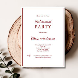 Invitation Fête de retraite minimaliste simple moderne rouge