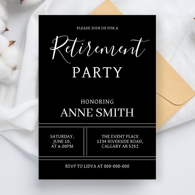 Invitation Fête de retraite moderne Célébration simple de ret (Créateur téléchargé)