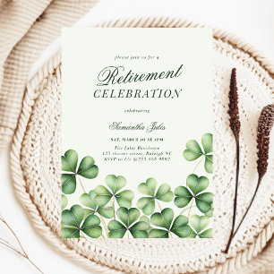Invitation Fête de retraite Moderne Élégante Trèfle Vert