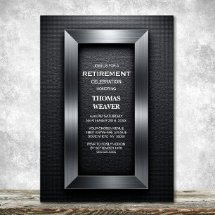Invitation Fête de retraite moderne noir et argent