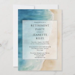 Invitation Fête de retraite moderne plage océan aquarelle