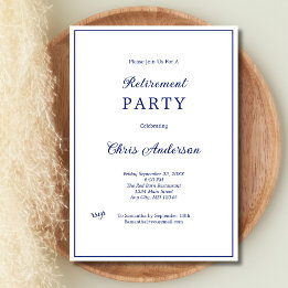 Invitation Fête de retraite moderne simple minimaliste bleu b