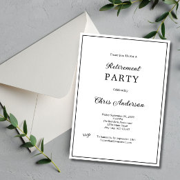 Invitation Fête de retraite moderne simple minimaliste noir e