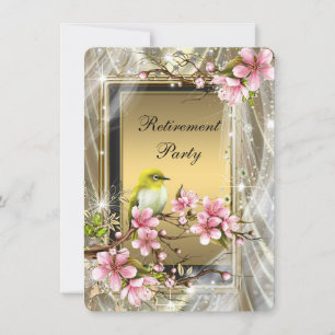 Invitation Fête de retraite noire et dorée pour femme