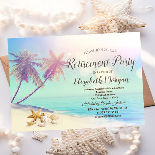 Invitation Fête de retraite Plage des palmiers coquillages