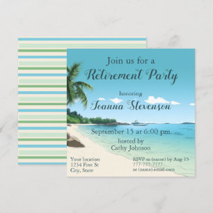 Invitation Fête de retraite Plage tropicale Palmiers