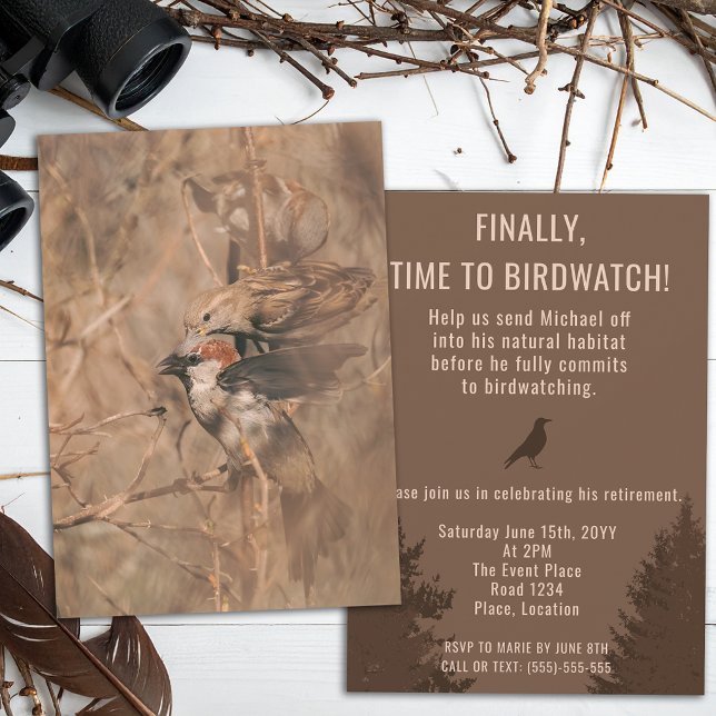 Invitation Fête de retraite pour un ornithologue amateur drôl (Créateur téléchargé)