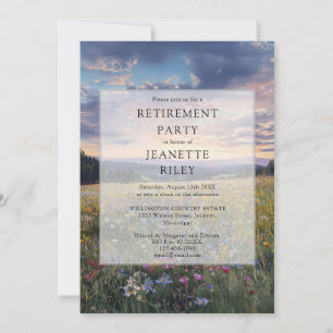 Invitation Fête de retraite Prairie florale de fleurs sauvage