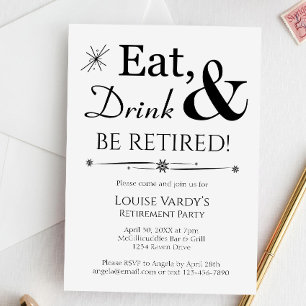 Invitation Fête de retraite Retro Manger Boire & Prendre sa R